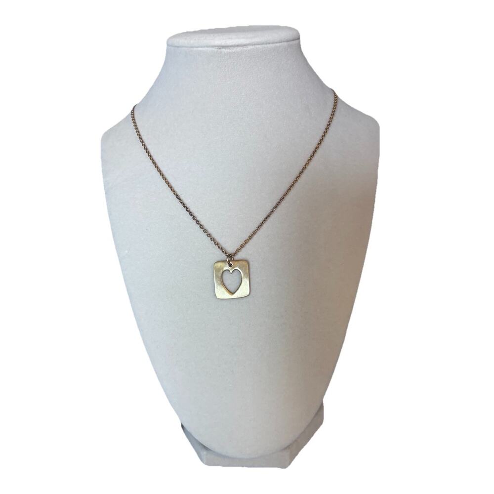 Open Heart Pendant 18" Necklace 14k Yellow Gold over 925 Solid Silver New Gift